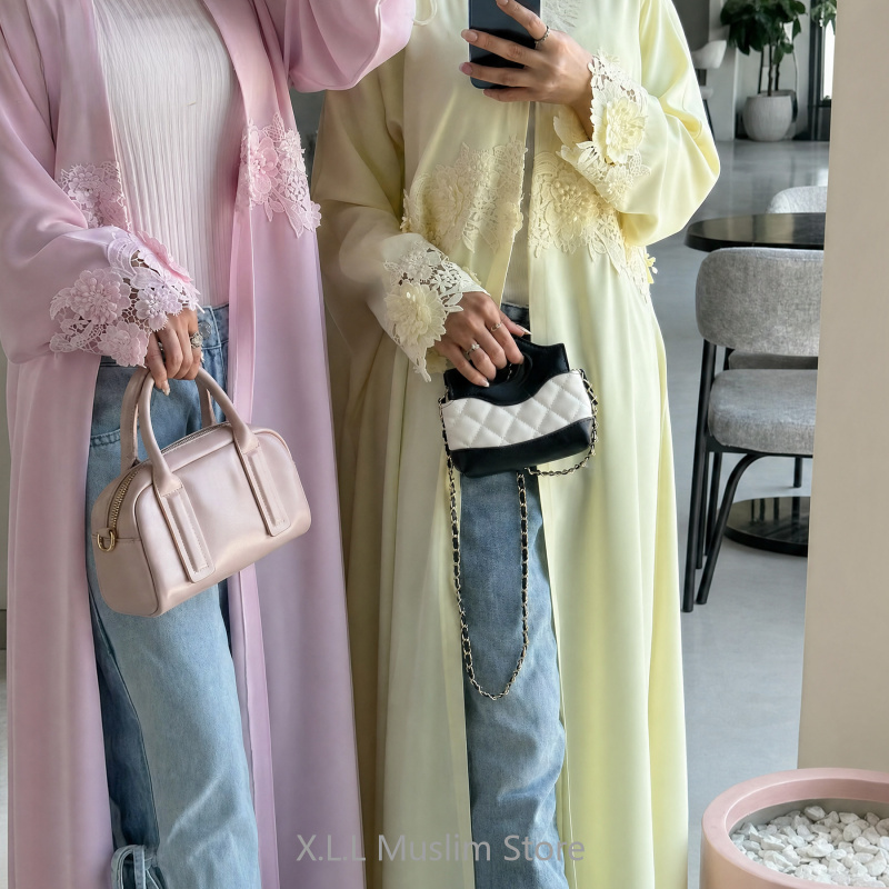 Summer Clothing Hijab - 2026 İşlemeli Çiçekli Müslüman Abaya Elbisesi