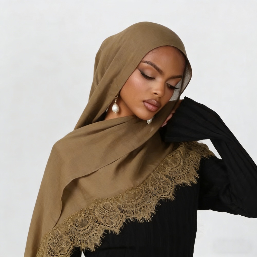 Summer Clothing Hijab - Yeni Dantel Eklemeli Rayon Pamuklu Hicab