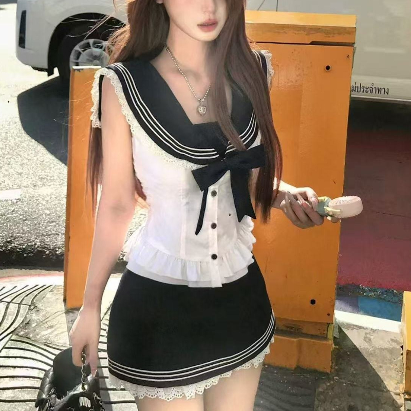 Summer Alt Clothing - Kolej Tarzı Yay Tatlı 2 Parça