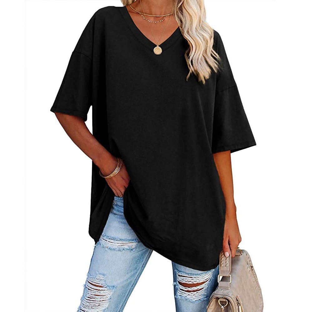 Summer Clothing Amazon - Kadın Gevşek V Yaka Üst İlkbahar/Yaz