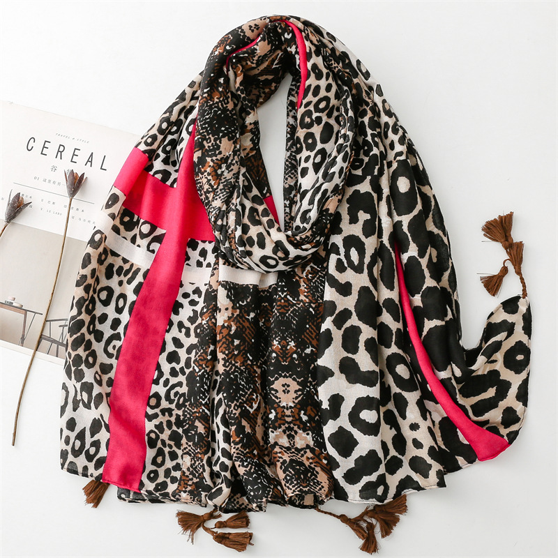Summer Clothing Hijab - 2025 Sonbahar Kadın Eşarp Pamuk Leopar