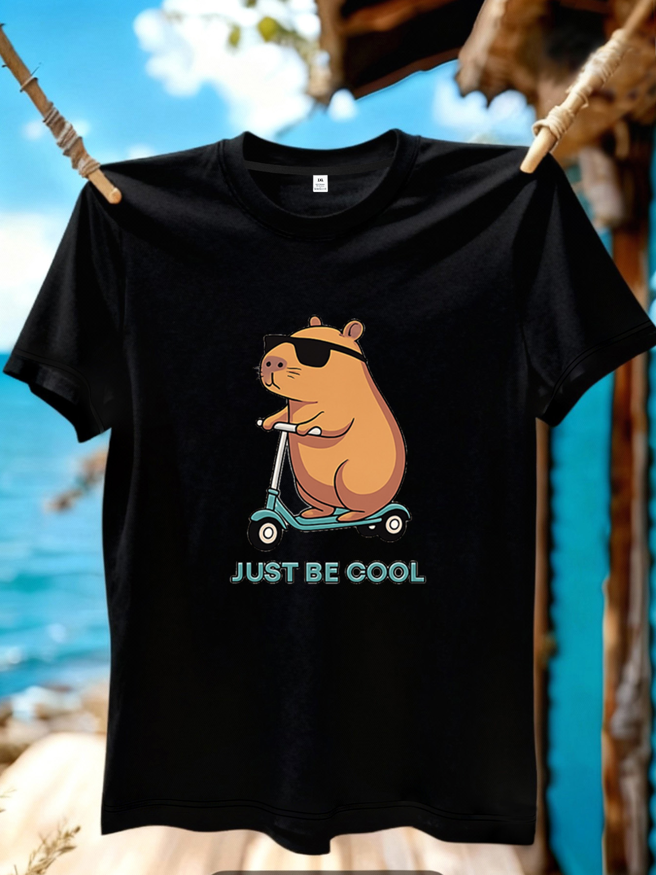 Summer Clothing Cartoon - 【YJ01222】Sevimli Kapibara Karikatür Baskı Büyük Beden