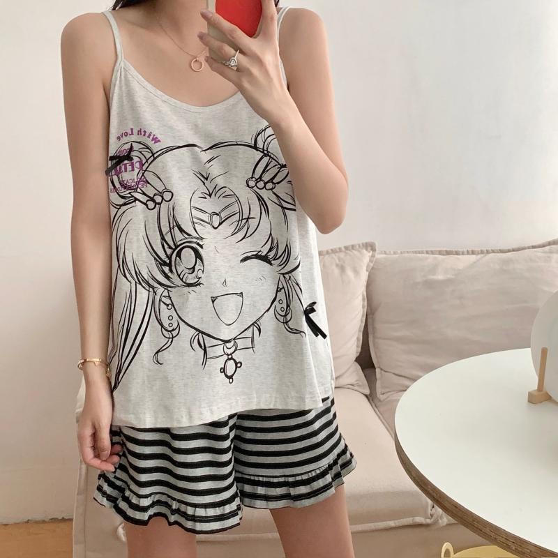 Summer Clothing Cartoon - Büyük Beden Kadın Giyim Kore Sailor