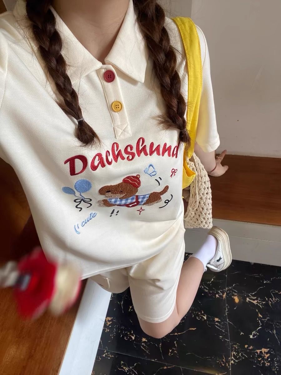 Kawaii Nakış Köpek Japonya Tar - Summer Clothing Cartoon incelemesi ve fiyatı